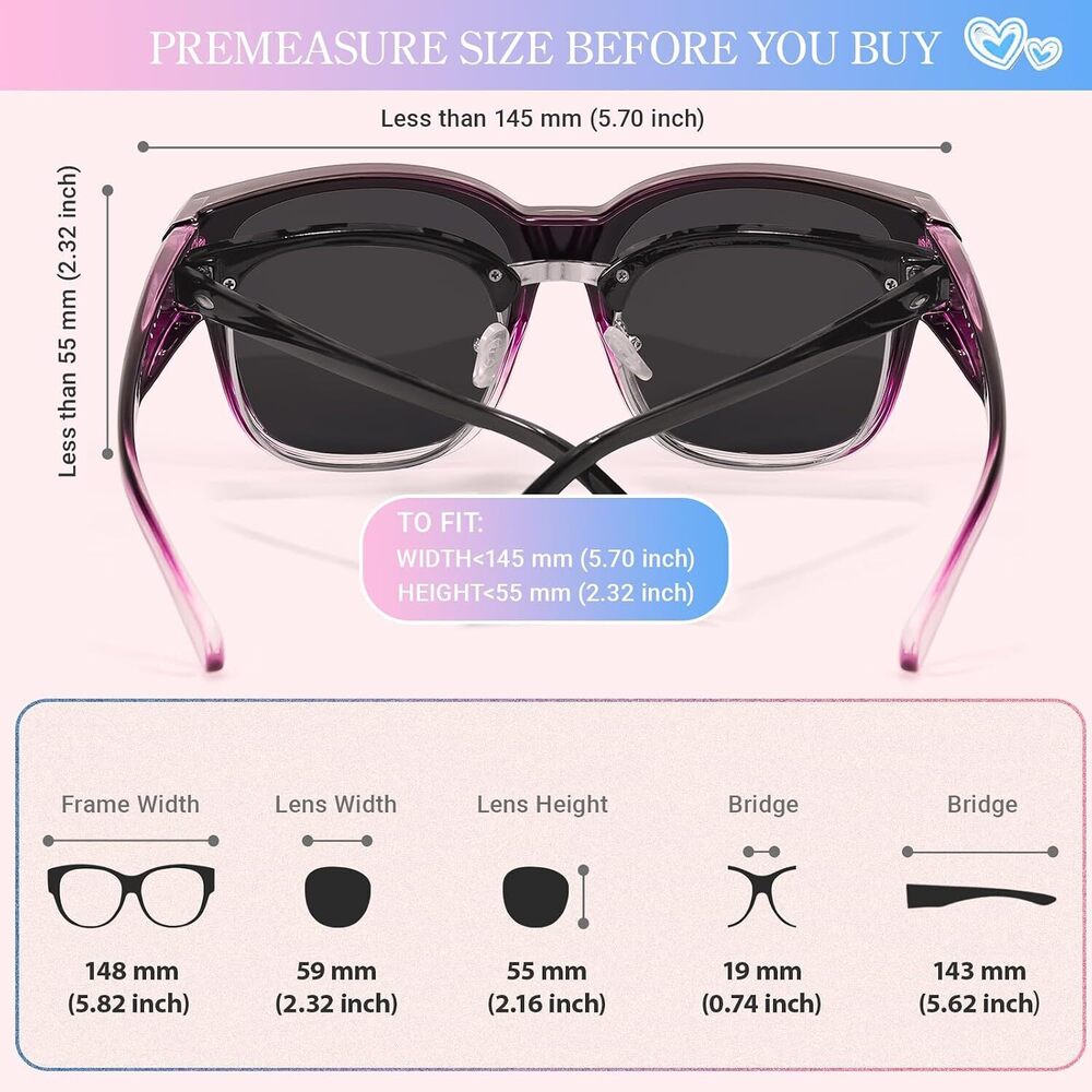 Oversized Fit Over Sunglasses for Women, Trendy Wear Over Glasses - Picture 4 of 6